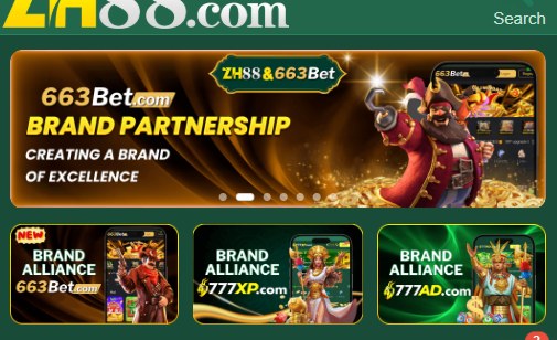 ZH88 brand partnership banners and top download bar